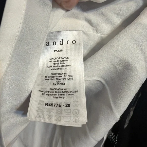 Sandro Paris Black Lace & Chiffon Sleeveless V-Neck Dress Size 2 - Picture 6 of 8